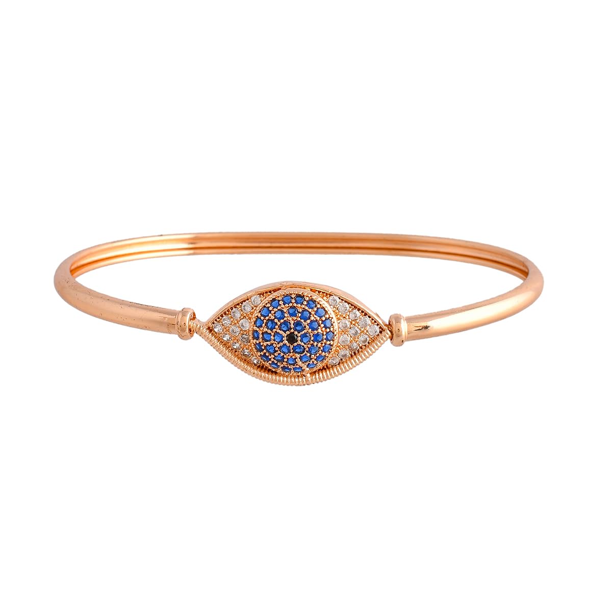 VOYLLA Sparkling Elegance Round Cut Blue and White CZ Evil Eye Adjustable Bracelet For Women|CZ Women Cuffs Bracelets|Gift For Women |Women's Gift|Valentine Gift| - Image 2