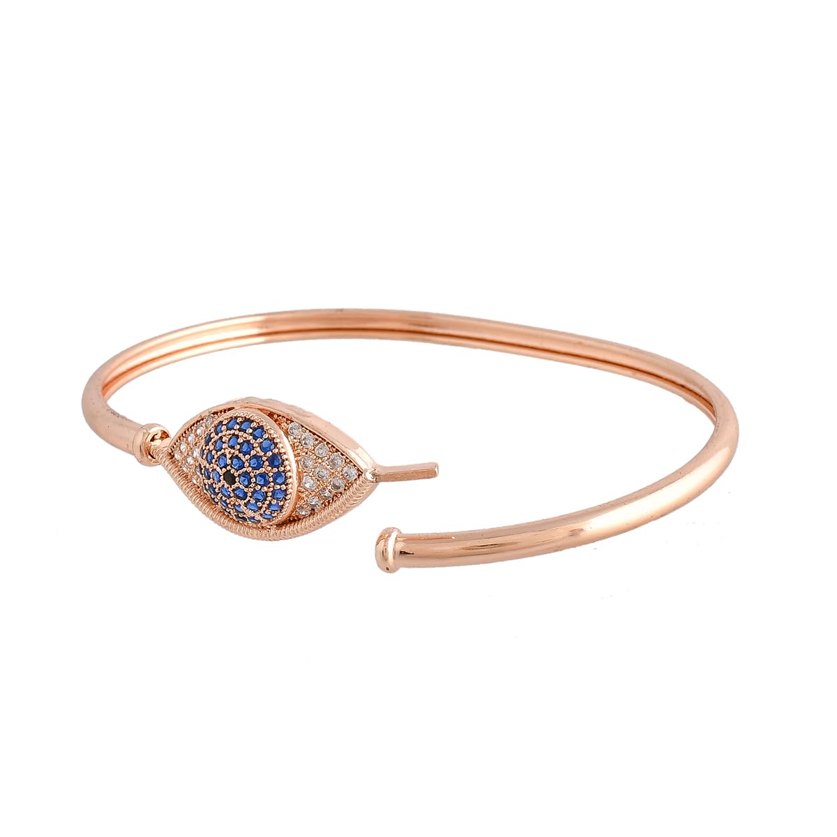 VOYLLA Sparkling Elegance Round Cut Blue and White CZ Evil Eye Adjustable Bracelet For Women|CZ Women Cuffs Bracelets|Gift For Women |Women's Gift|Valentine Gift| - Image 5