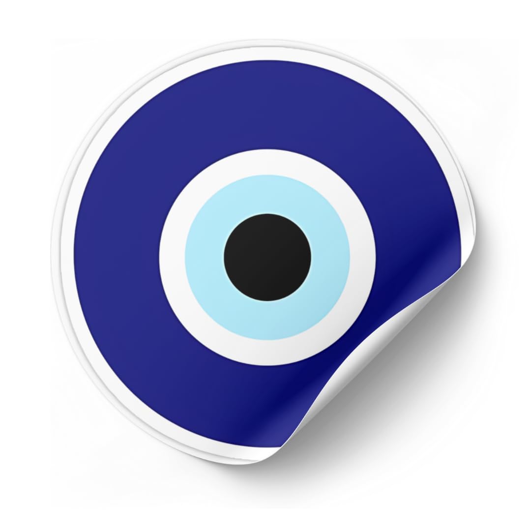 Canvartik Evil Eye Stickers – Set of 77 | 4 cm Round Pre-Cut Waterproof Stickers | Glossy Laminated Finish | Nazar Battu Design for Protection, Decor, Scrapbooking, Gifting | Fade Resistant (Classic) - Image 2