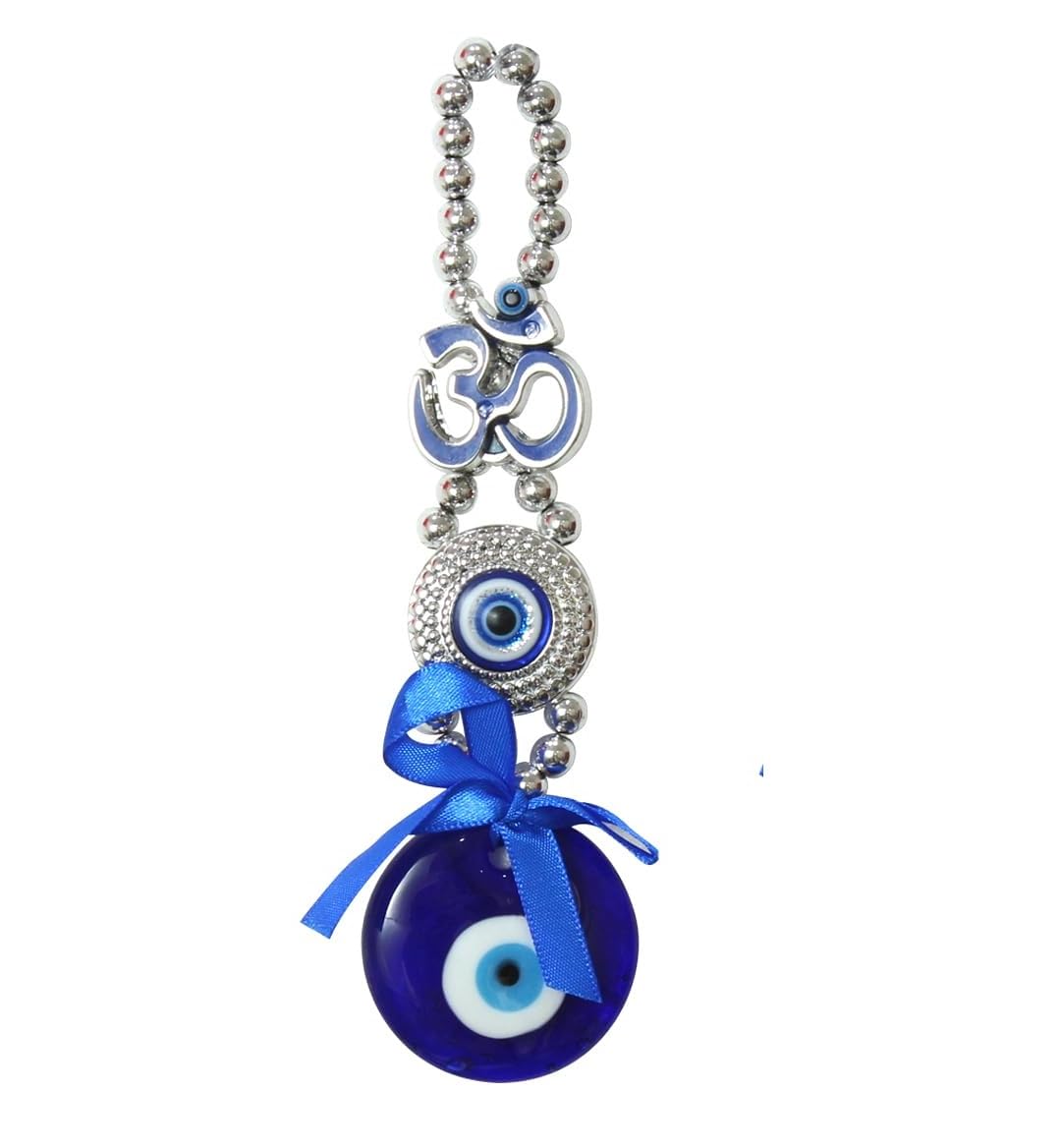 TIED RIBBONS Turkish OM Blue Evil Eye Hanging Feng Shui Items for Good Luck Home Entrance Wall Door Car Dashboard Pendant Ornament Office Good Luck and Prosperity Decorative Gift Items (17.7 cm) - Image 6