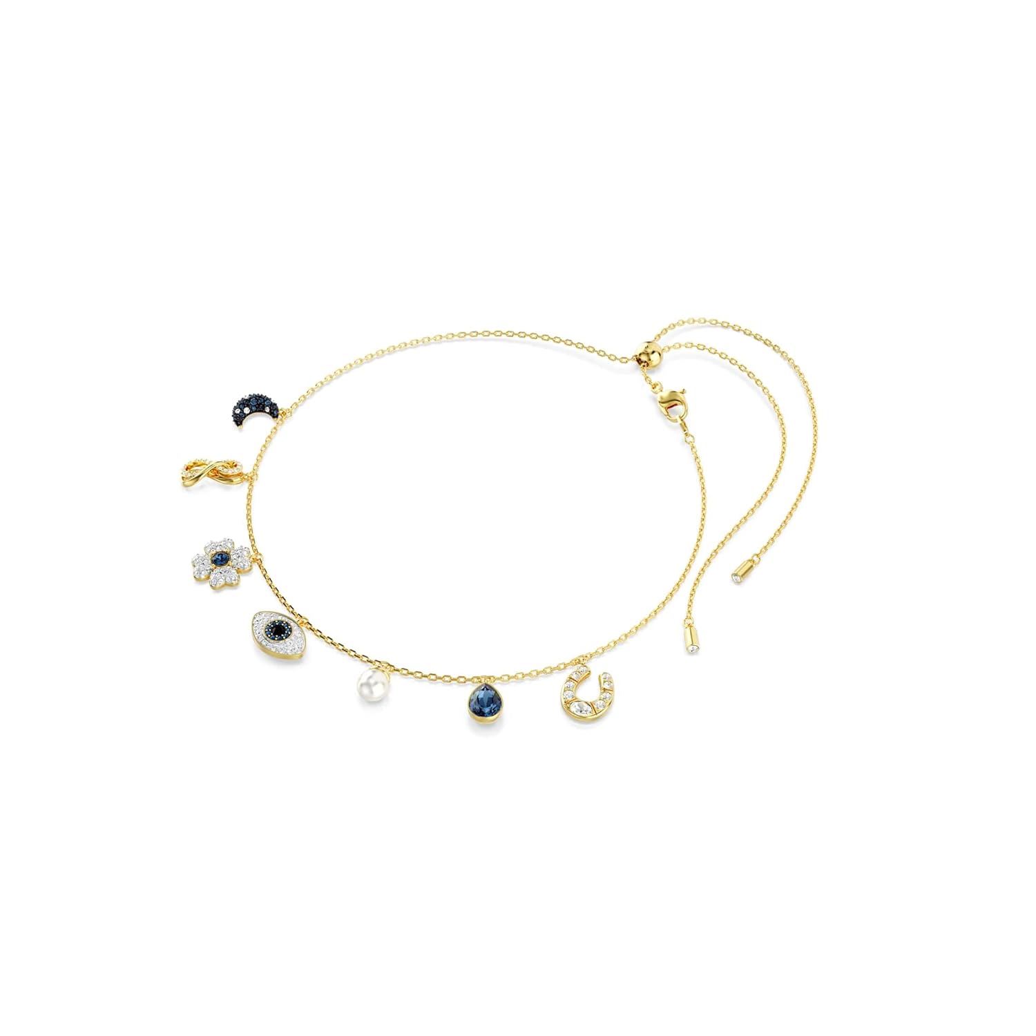 Swarovski Women's Symbolica Choker, Moon, Infinity, Clover, Evil Eye And Horseshoe, Blue, Gold-Tone Plated - Image 3