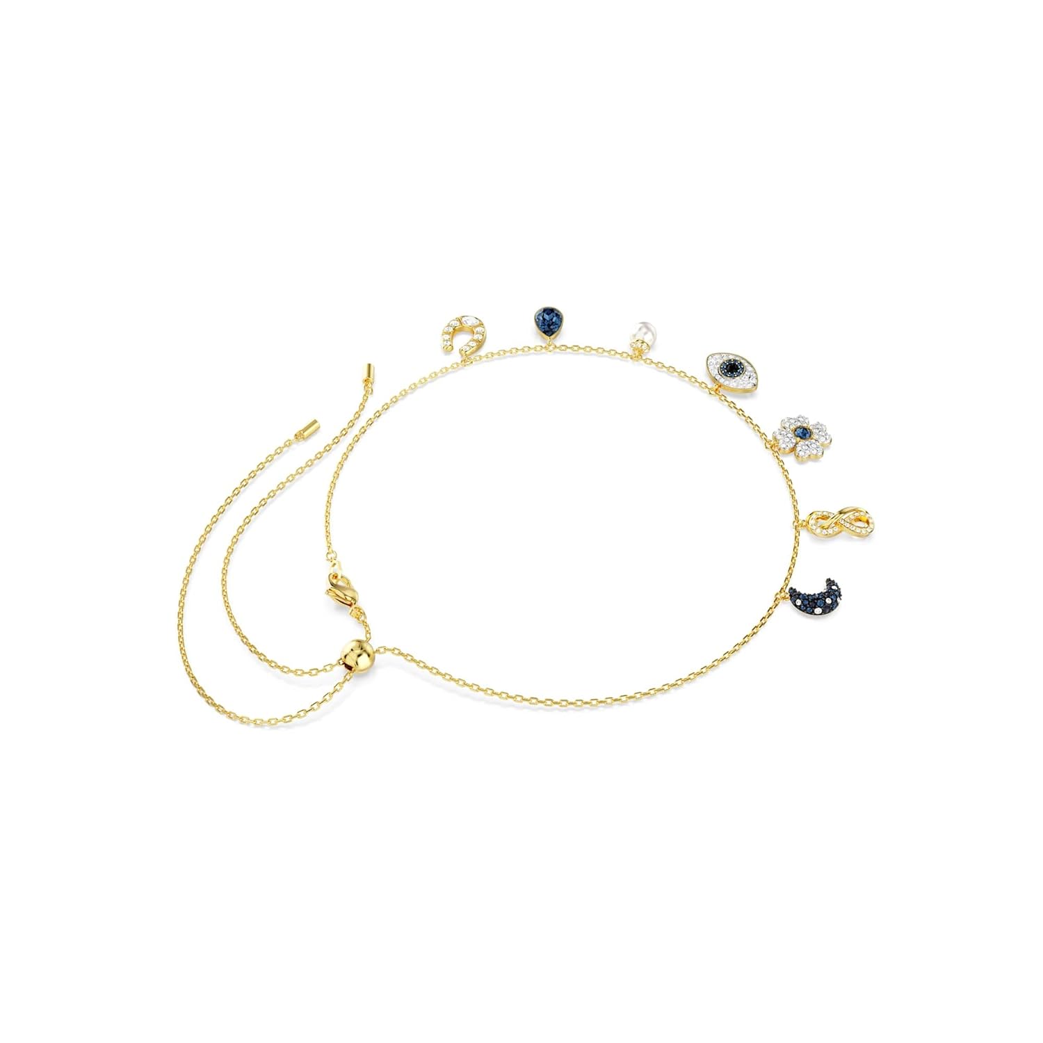 Swarovski Women's Symbolica Choker, Moon, Infinity, Clover, Evil Eye And Horseshoe, Blue, Gold-Tone Plated - Image 5