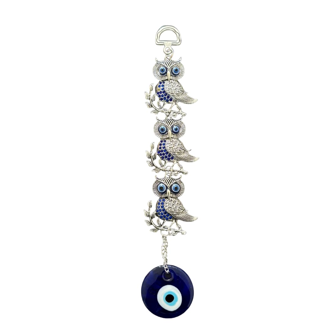 Dive Decor Feng Shui Lucky Three Owl Evil Eye Home Decor Wall Hanging for Good Luck Prosperity Zodiac Success Health Wealth Office and Car Hanging, Nazar Battu for Car - Image 2