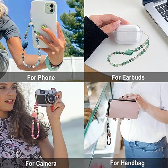 Pearl Charm, Detachable Wrist Strap, Hands-Free Keychain, Aesthetic Beaded Chain, Phone Case Accessories for Women Girls, White - Image 7