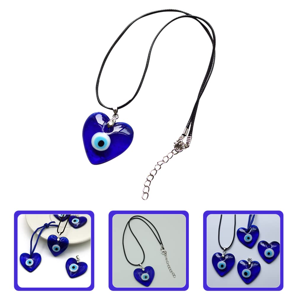 Evil Eye Pendant Necklace Heart Shape Glass Turkish Blue Eye Lucky Necklace for Women Men Jewelry - Image 7