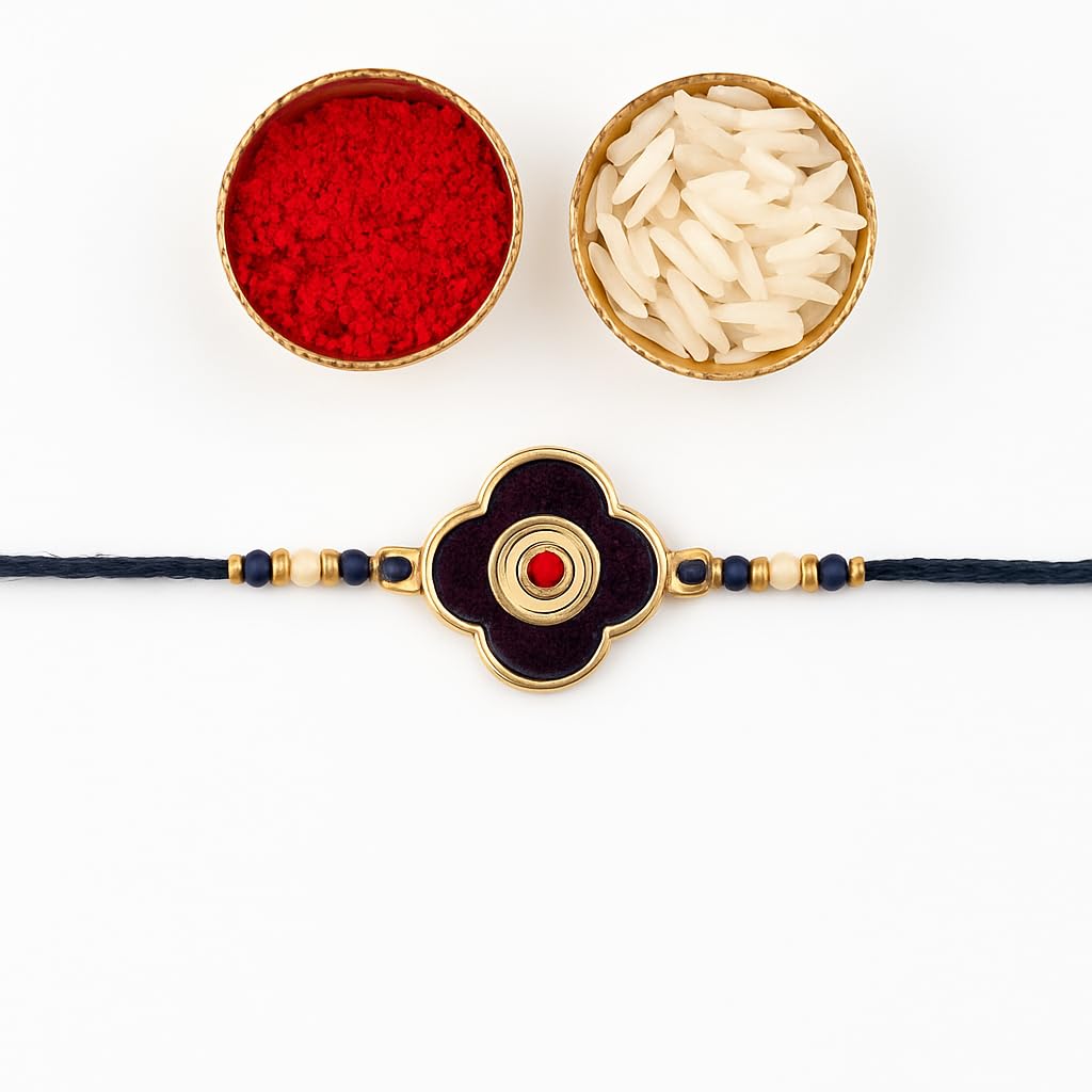 Mostly Homely Set of 5 Rakhi for Brother with Roli Chawal, Greeting Card & 1 Free Diya For Pooja - Image 6