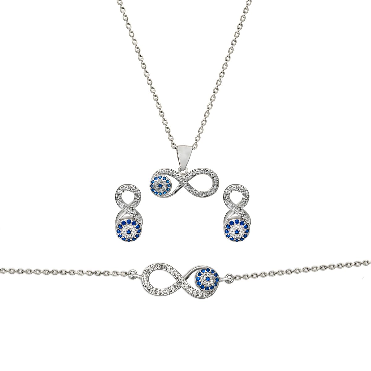 Silberry 925 Sterling Silver Infinity Eye Set | Gift for Girlfriend and Wife | Necklace and Earring for Women & Girls | With Certificate of Authenticity and BIS Hallmark - Image 2