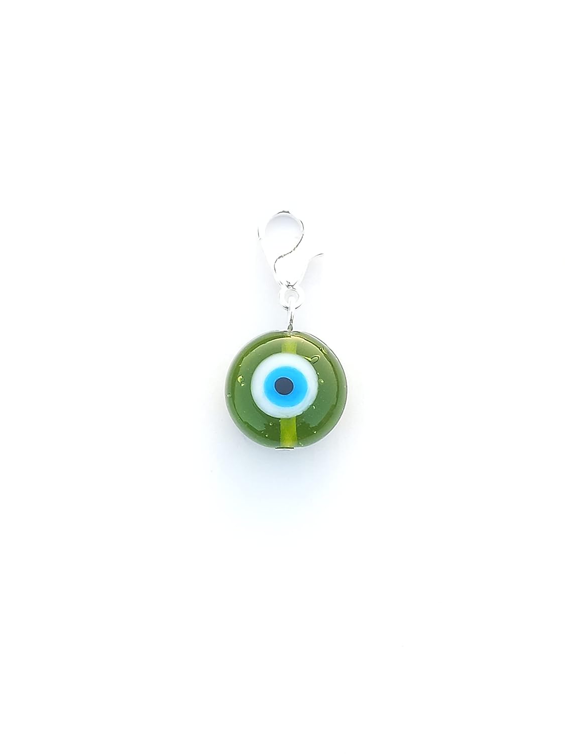 Evil eye charm, evil eye pendant charm, bag charm, purse charm, key charm, eye keyring, buggy charm, stroller charm, protection, nazar boncuk, dog tag, good luck evil eye charm (Trans Green) - Image 8