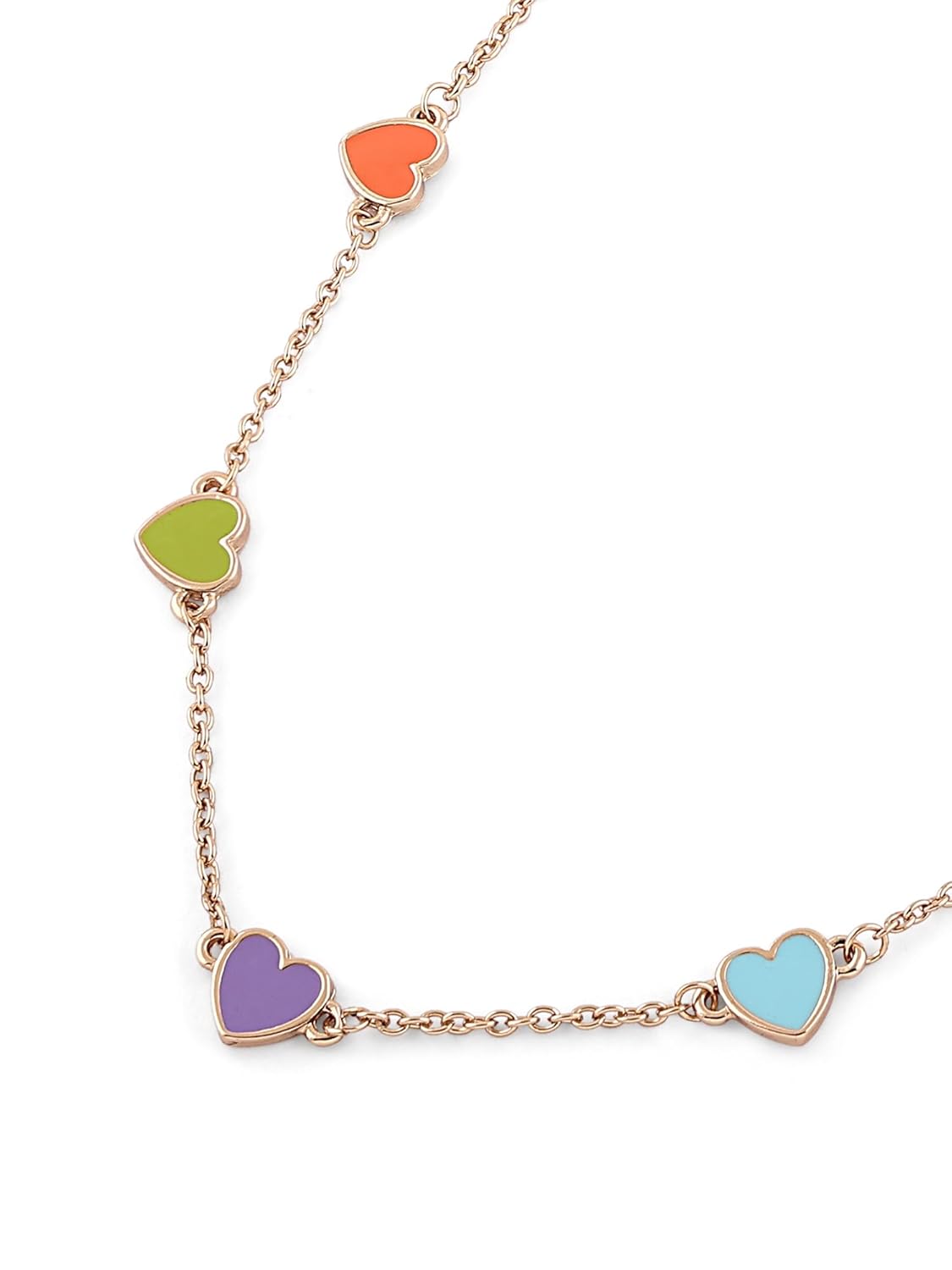 ZAVERI PEARLS Multicolor Enamel Hearts Contemporary Style Chain For Women-ZPFK16223 - Image 5