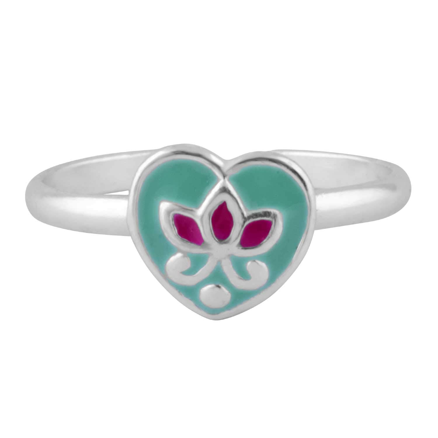 Blue Heart Flower Silver Toe Ring-TR383 - Image 3