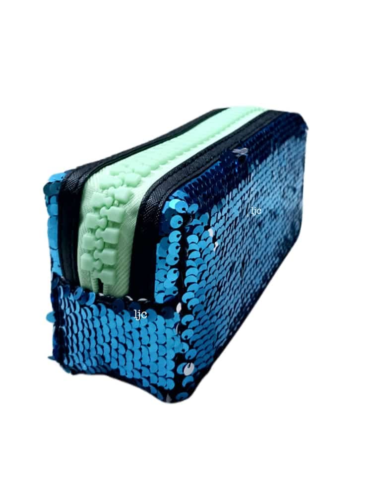 Lalji creations Sequin Design Multipurpose Pouch Travel for Cosmetic Office Stationary Gadgets Money Purpose Handbag. (Blue Colour) Sequin Pouch - Image 3
