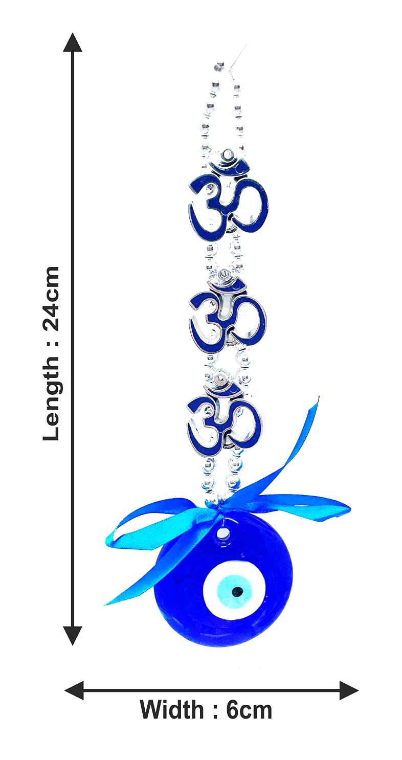 Natchcart Decorative Blue Set of 1 Three Om Turkish Evil Eye Hanging for Home Protection, Good Luck Charm and Prosperity, Interior Wall Hanging Showpiece (FS-2654 Evil Eye) - Image 3
