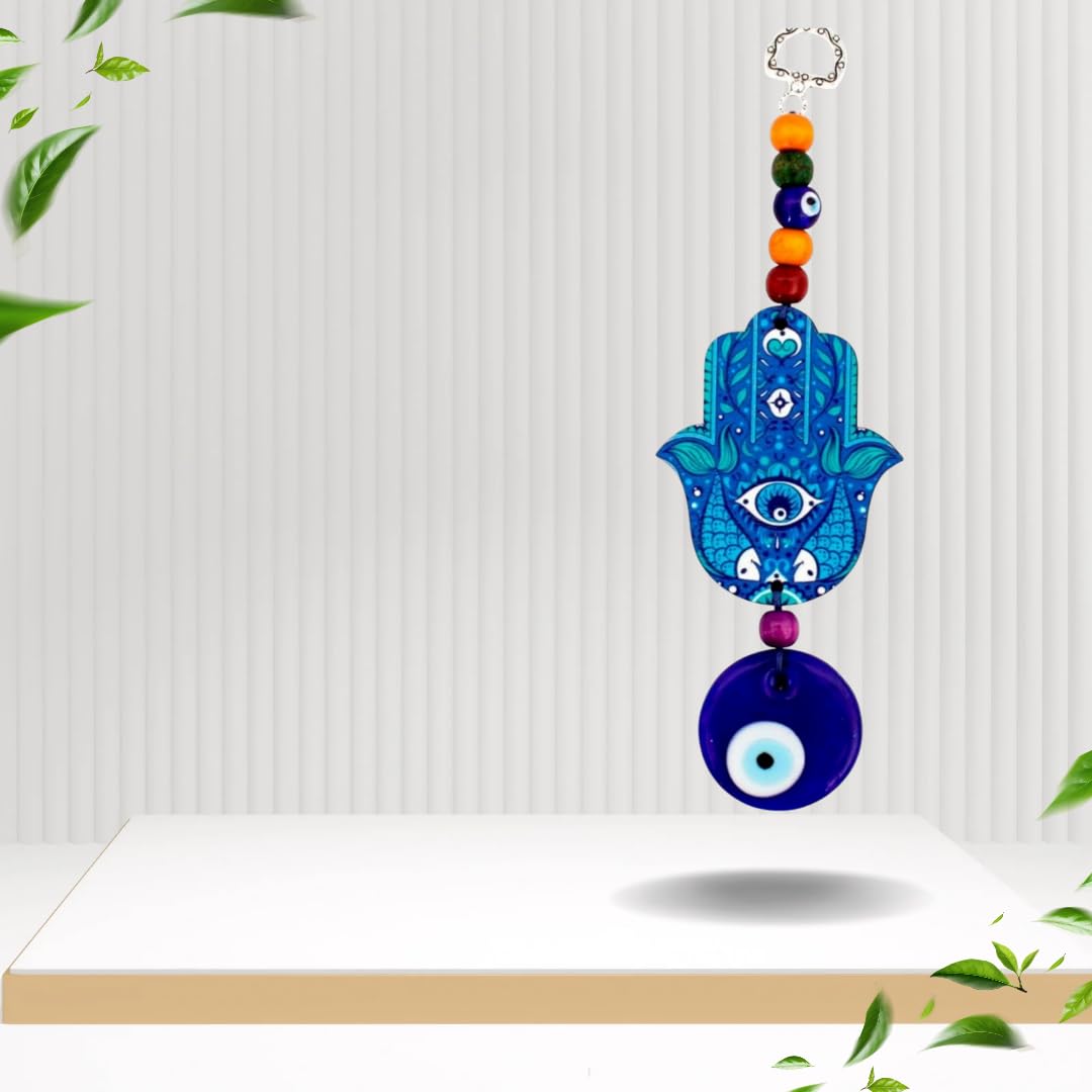 Saanwara Creations Vastu Feng Shui Hansa Evil Eye Hanging Protection Good Luck Charm and Wisdom Statue Metal and Glass in Multicolor (7 inches) - Image 3