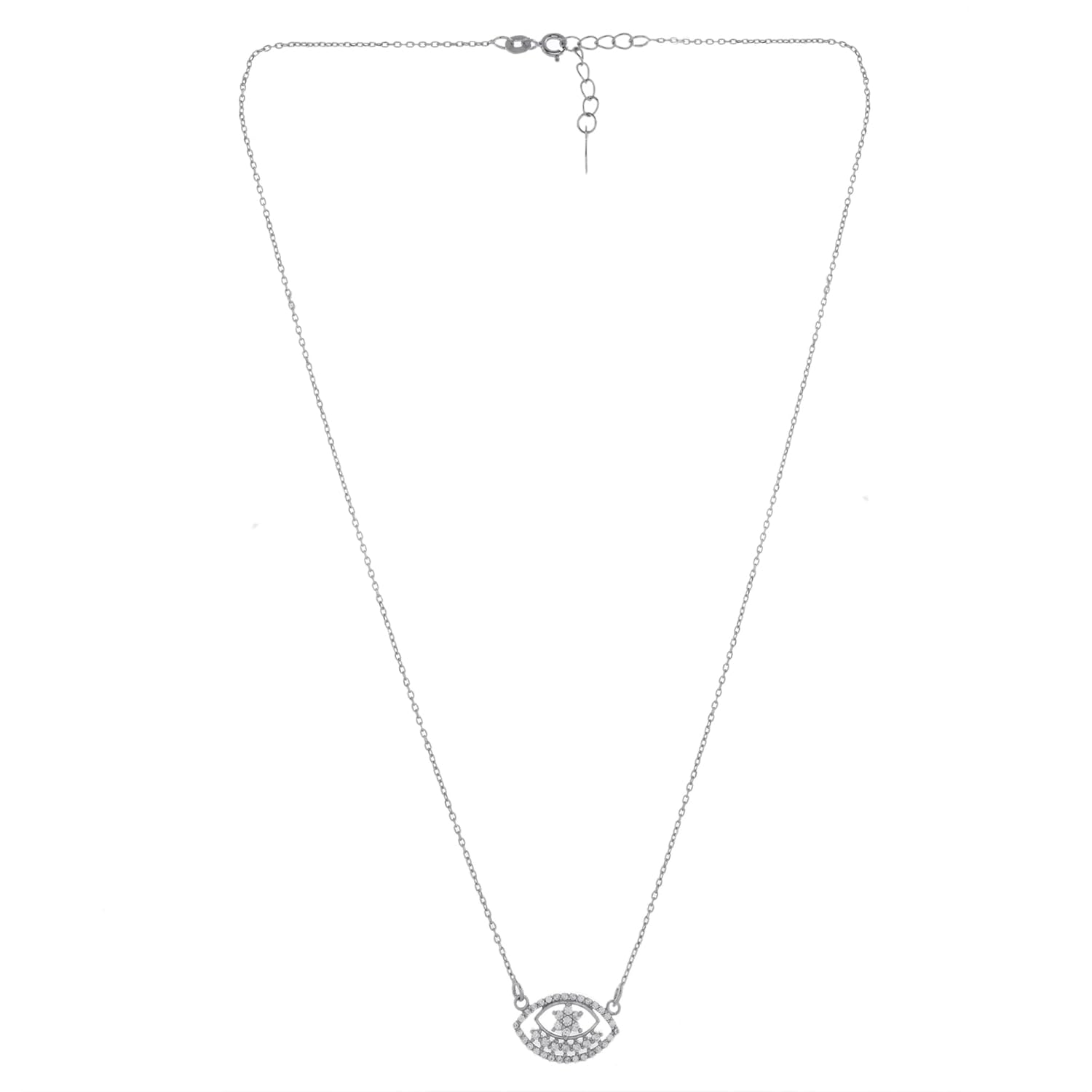 NEMICHAND JEWELS 925 Sterling Silver Sparkling Evil Eye Pendant Chain Necklace for Women and Girls - Image 3