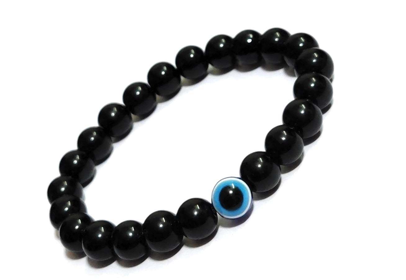 Jewel string black onyx with evil eye 8mm avoid negative energy for girls boys men women… - Image 2