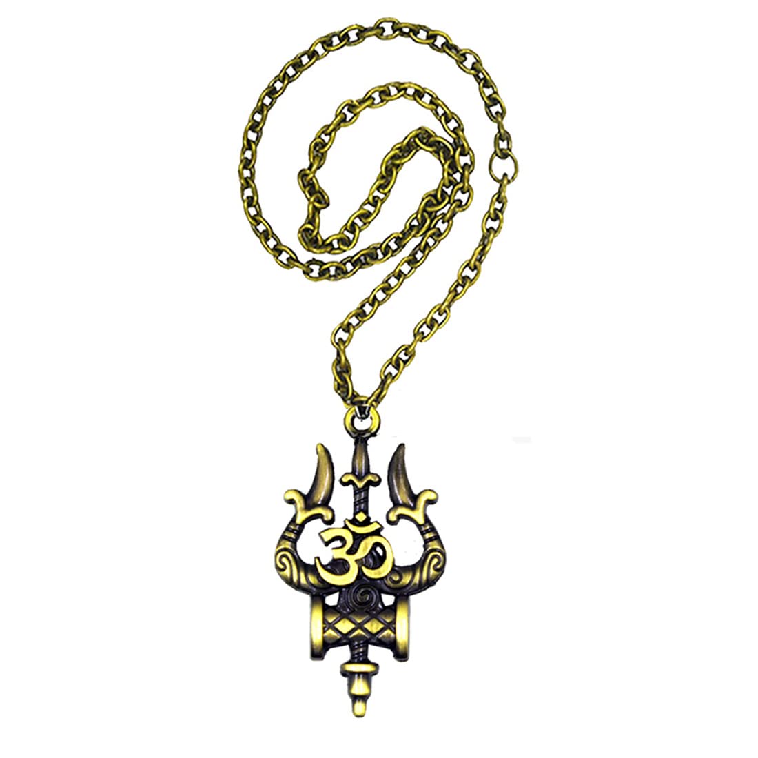 AFH Lord Shiva Om Trishul Damaru Religious Bronze Charm Car Hanging Ornament - Image 2