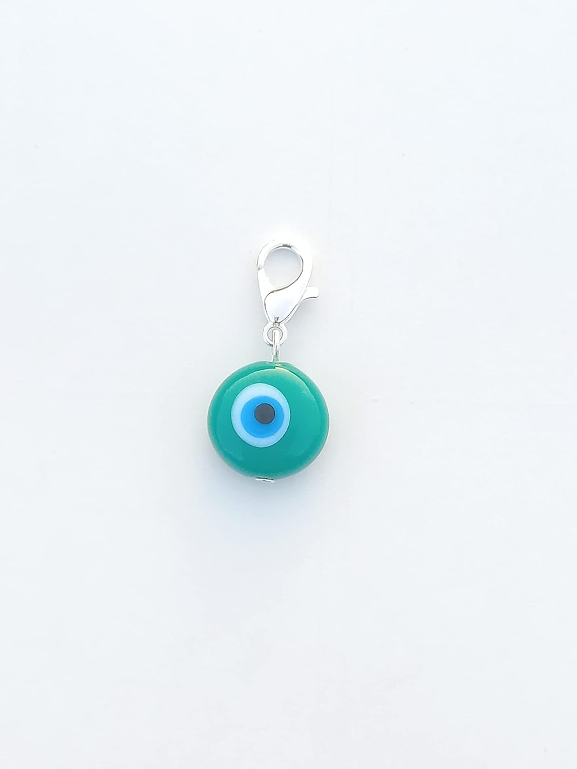 Evil eye charm, evil eye pendant charm, bag charm, purse charm, key charm, eye keyring, buggy charm, stroller charm, protection, nazar boncuk, dog tag, good luck evil eye charm (Sea Green) - Image 7