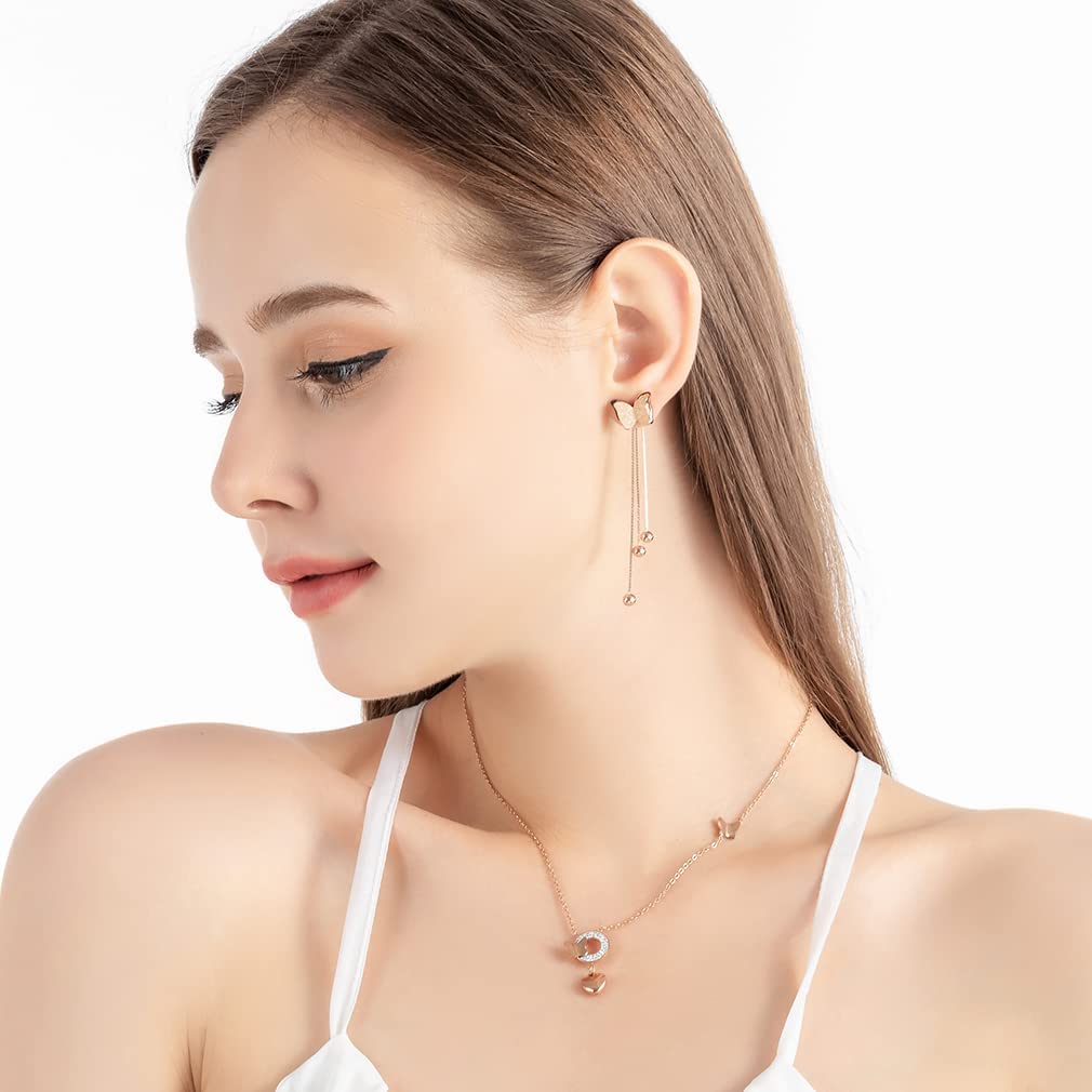 El Regalo Stainless Steel Ati Tarnish- NO RUST Earrings- Rose Gold Plated Stainless Steel Cute Stud Earrings for Women/Girls - Image 2