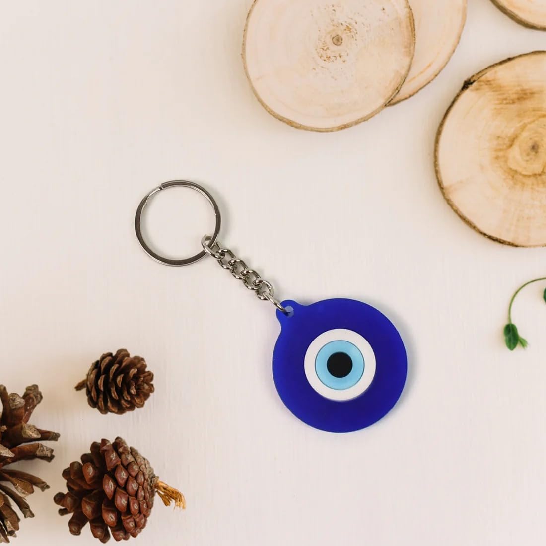Exxelo Blue & Silver Evil Eye Keychain – Stylish Nazar Keyring for Bike, Car & Home | Protective Charm Key Chain for Gifting, Good Luck & Ward Off Negativity - Image 3