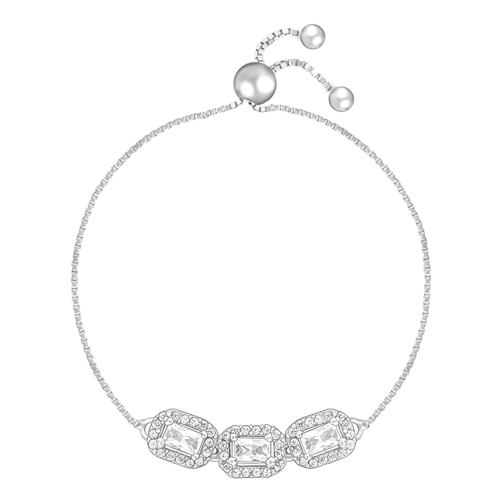 GIVA 925 Silver Triple Zircon Bracelet, Adjustable | Gifts for Girlfriend, Gifts for Women and Girls | With Certificate of Authenticity and 925 Stamp | 6 Month Warranty - Image 2