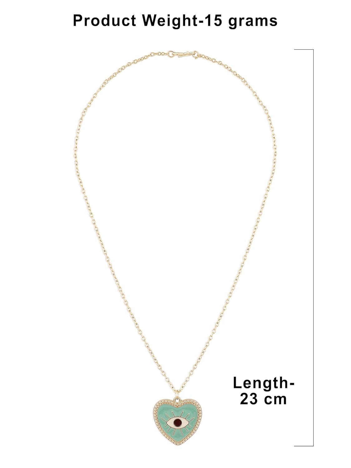 ZAVERI PEARLS Mint Green & Red Enamelled Evil Eye Heart Shape Contemporary Pendant & Chain For Women-ZPFK16780 - Image 8