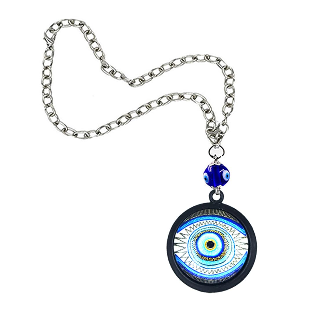AFH Nazar Suraksha Kavach Evil Eye Blue Car Mirror Charm Decorative Hanging Ornament Dream Catcher Positive Vibes Balcony, Gift, Vehicle, Wind Chimes - Image 2