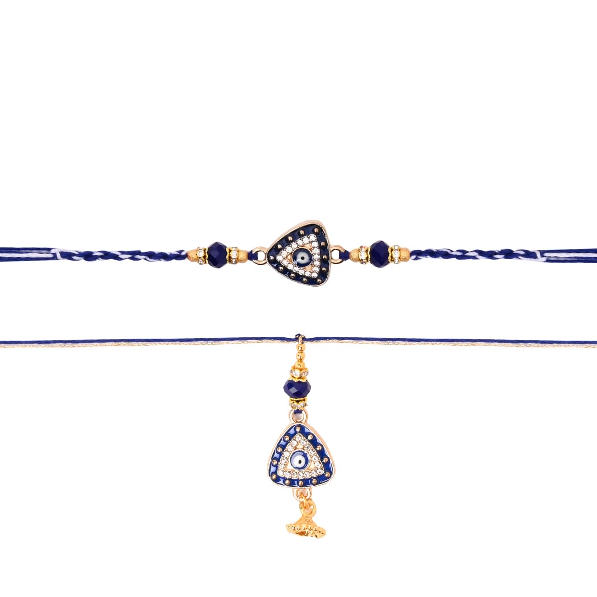 I Jewels Enamel Evil Eye Designer Bhaiya Bhabhi Bracelet & Rakhi Combo Set With Roli Chawal & Rakshabandhan Card - Image 3