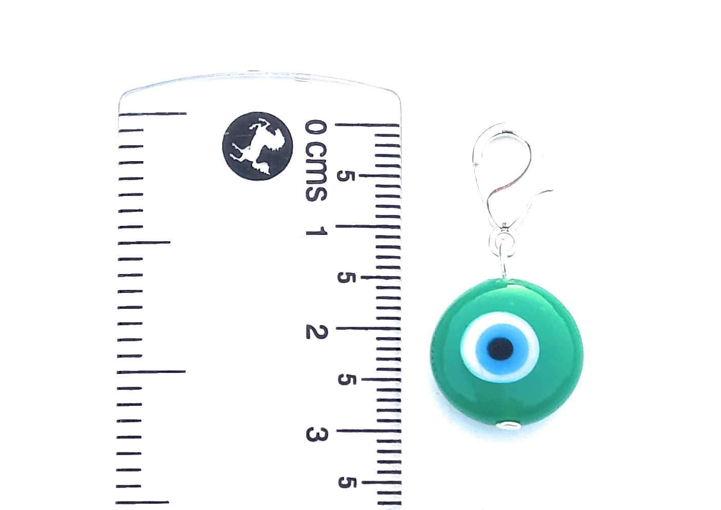 Evil eye charm, evil eye pendant charm, bag charm, purse charm, key charm, eye keyring, buggy charm, stroller charm, protection, nazar boncuk, dog tag, good luck evil eye charm (Sea Green) - Image 3