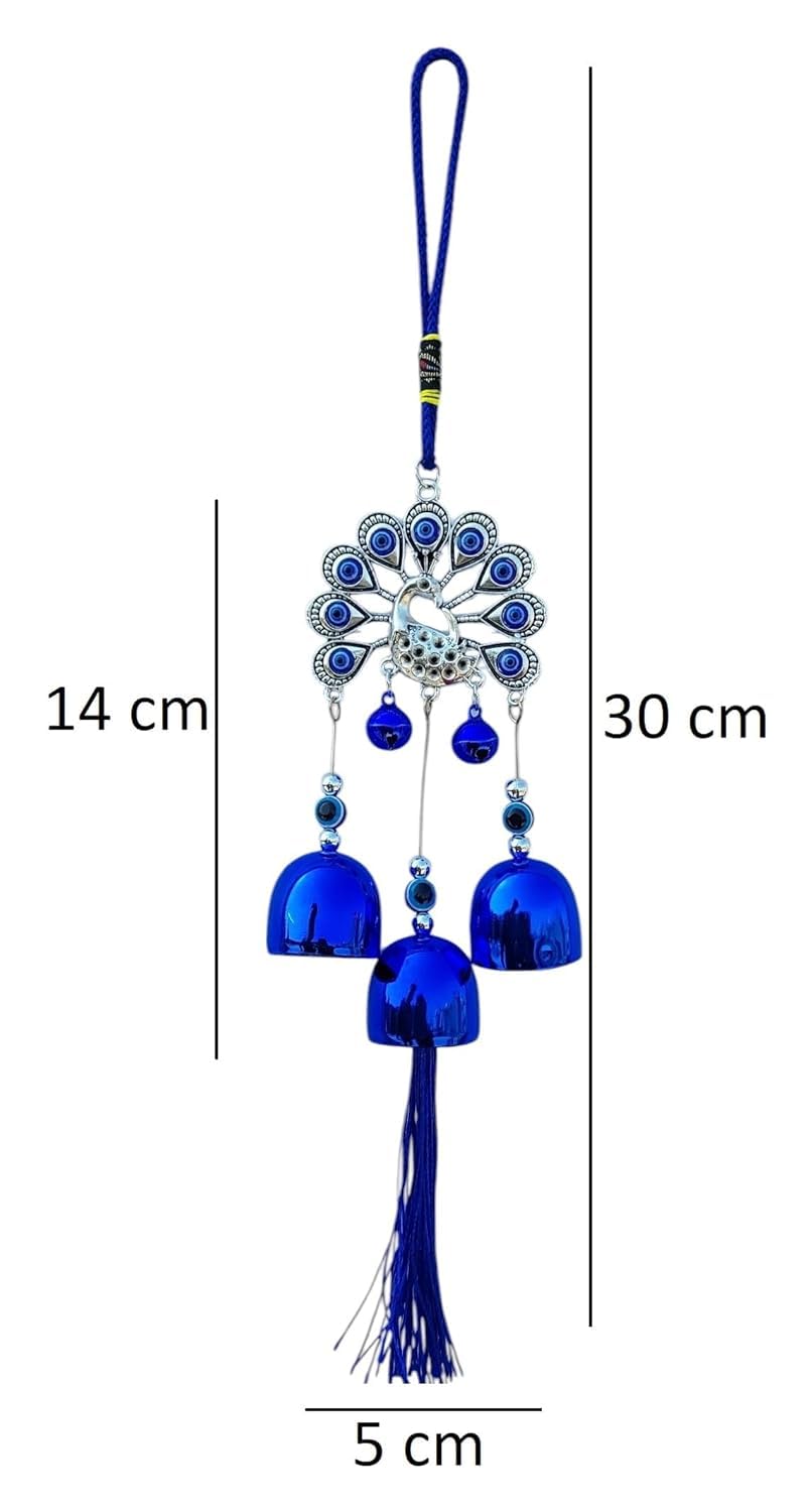 Peacock Evil Eye Wall Hanging for Car Home Entrance Nazar Battu Wind Chime for Balcony Good Luck Charm & Prosperity - Image 3