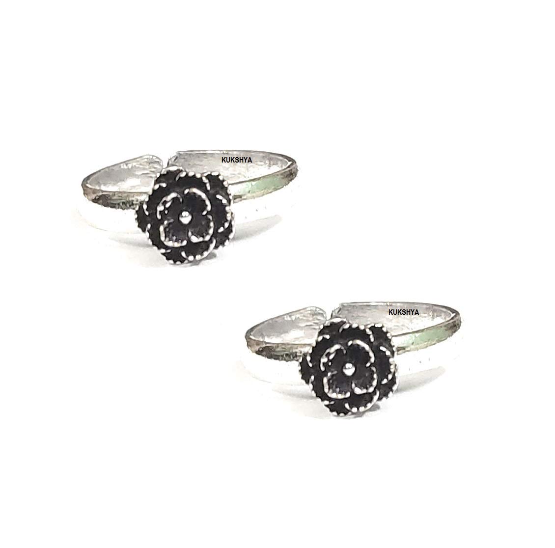 KUKSHYA JEWELLERS Exclusive 925 Pure Silver Flower Toe Rings/Bicchiya for Girls and Women_Traditional_comfortable_Adjustable - Image 4