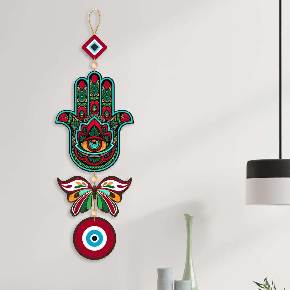 Nupur Studios “Hamsa Hand Butterfly Evil Eye” Hanging for Home decor/positive energy/Hamsa Hand/Handcrafted item/Wall Art/Decor/House Decor/Offices/Decoration/Good Luck Charm/Prosperity - Image 4