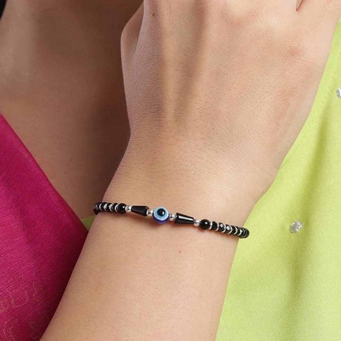 ZAVYA 925 Sterling Silver Evil Eye Rhodium Plating Bracelet | Gift for Women and Girls | 1 Year Plating Warranty|Rakhi Gift For Sister - Image 3