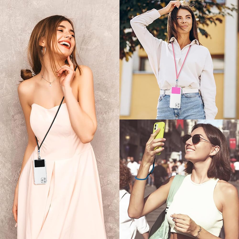 BowieMall Adjustable Nylon Lanyard - Universal Neck and Wrist Strap With 2pcs Tether Pads Compatible With Most Mobile Phones (Black, Not Includes Case) - Image 6
