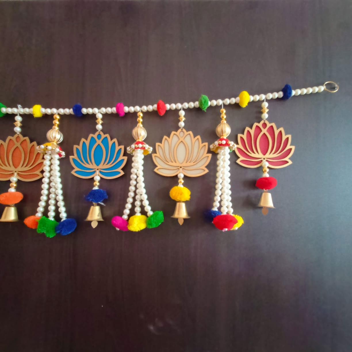 GIFT JAIPUR Handcrafted Door Hanging Lotus Style Bandarwal Thoran (TL-24) -Diwali Inauguration Wedding Festival New Year Home Decor Pooja (40 Inch X 8 Inch) - Image 3