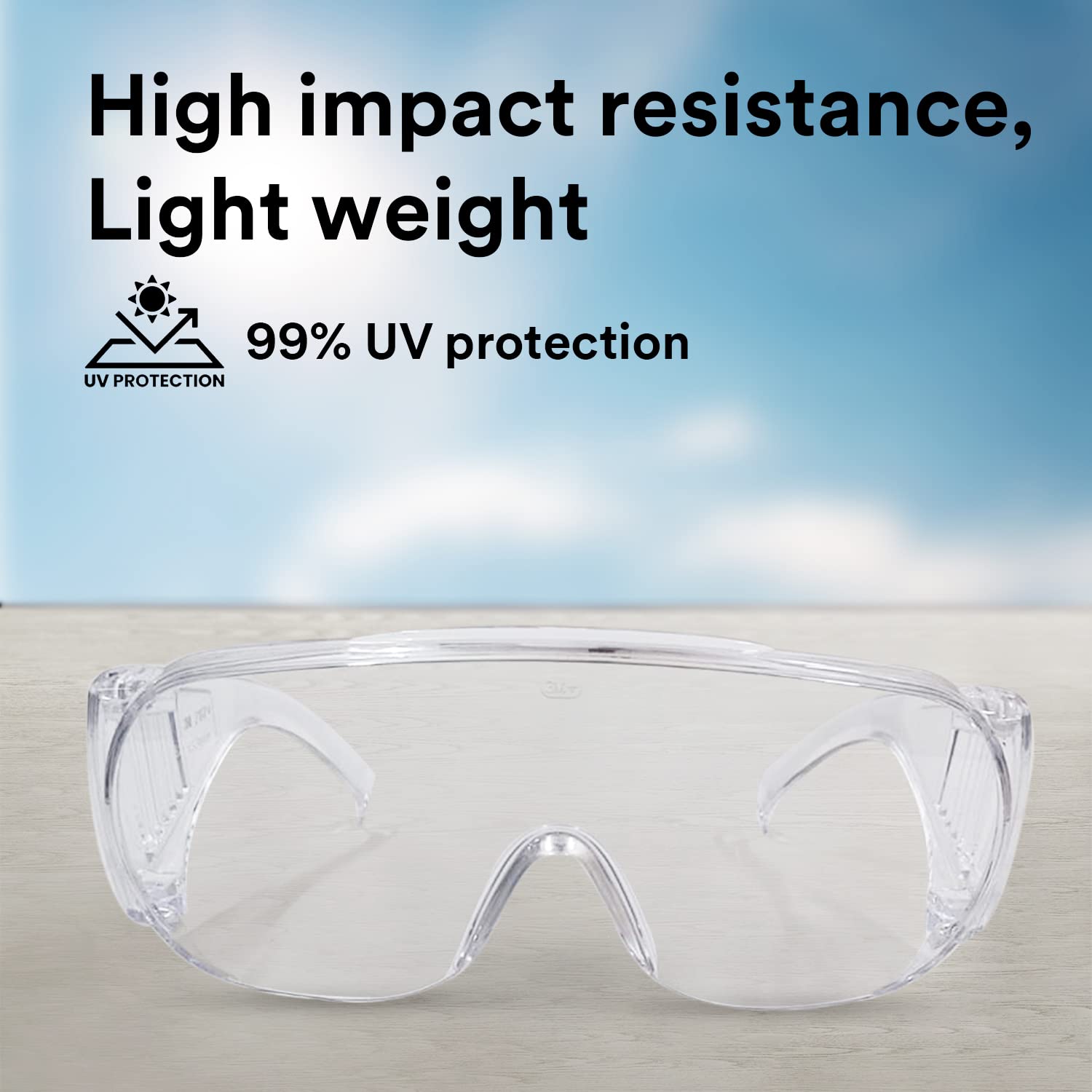 3M 1611 Safety Goggles Hard Coat Eyewear, Over The Spectalar Eye Protector, Anti Pollution Goggles For Multipurpose Use In Riding Motorcycle, Construction, Clear Transparent Goggles (Pack of 1) - Image 6