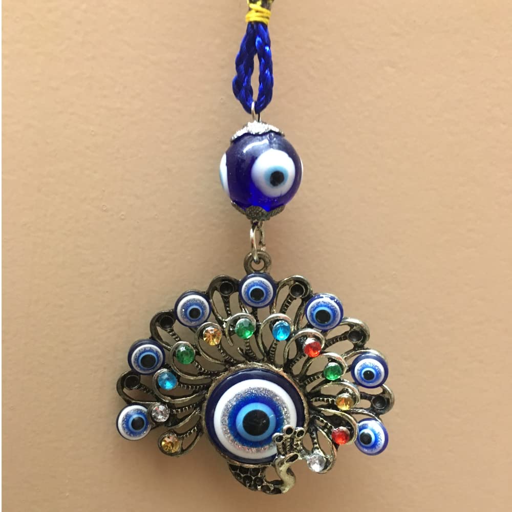 GJ Metal Peacock Evil Eye Hanging for Home Entrance & for Car Decoration - Image 4