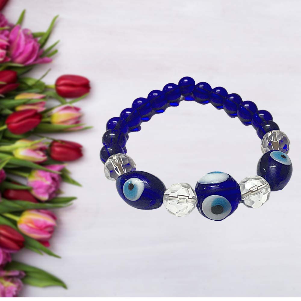 GJ Evil Eye Crystal Bracelet for Men, Women and Children, Blue Color - Image 4