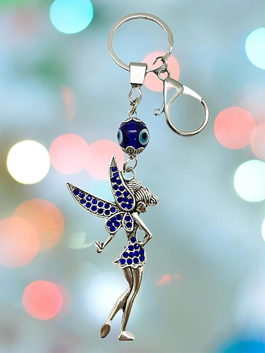 Natchcart Blue Evil Eye with Key Shape Keychain For Bike/Car Gifting With Key Ring Anti-Rust - Image 6