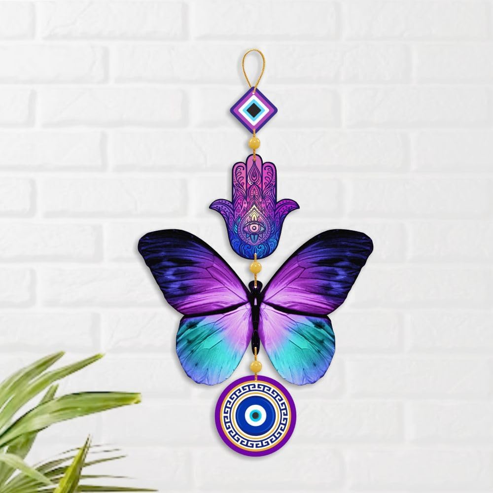 Webelkart Decorative Wall Hanging For Door Entrance, Butterfly Evil Eye Wall Hanging For Protection And Elegance Home Decor, Unique Design Nazar Battu/Suraksha Kawach - Image 2