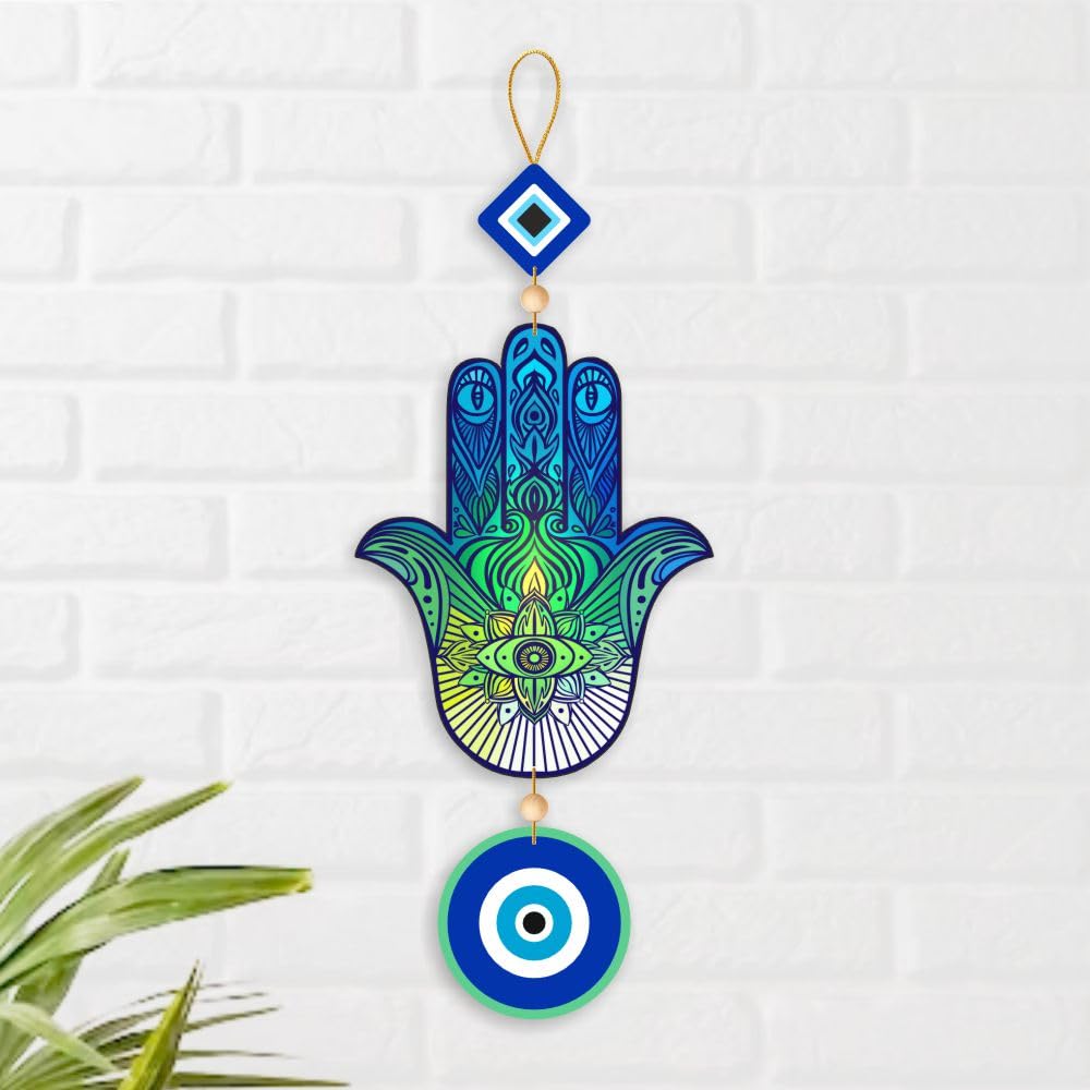 Nupur Studios “Hamsa Hand Evil Eye Blue” Hanging for Home decor/positive energy/Hamsa Hand/Handcrafted Item/Wall Art/Decor/House Decor/Offices/Decoration/Good Luck Charm/Prosperity - Image 2