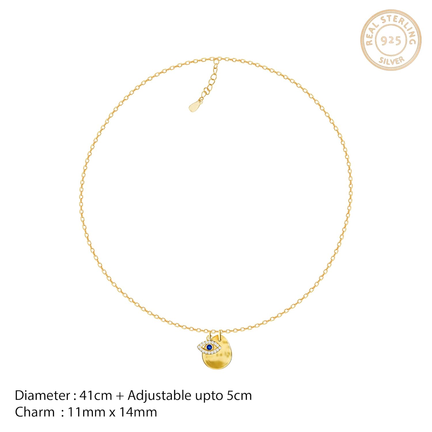 GIVA 925 Silver 18k Gold Plated Evil Eye Charm Necklace | Gifts for Girlfriend, Gifts for Women and Girls |With Certificate of Authenticity and 925 Stamp | 6 Month Warranty - Image 5