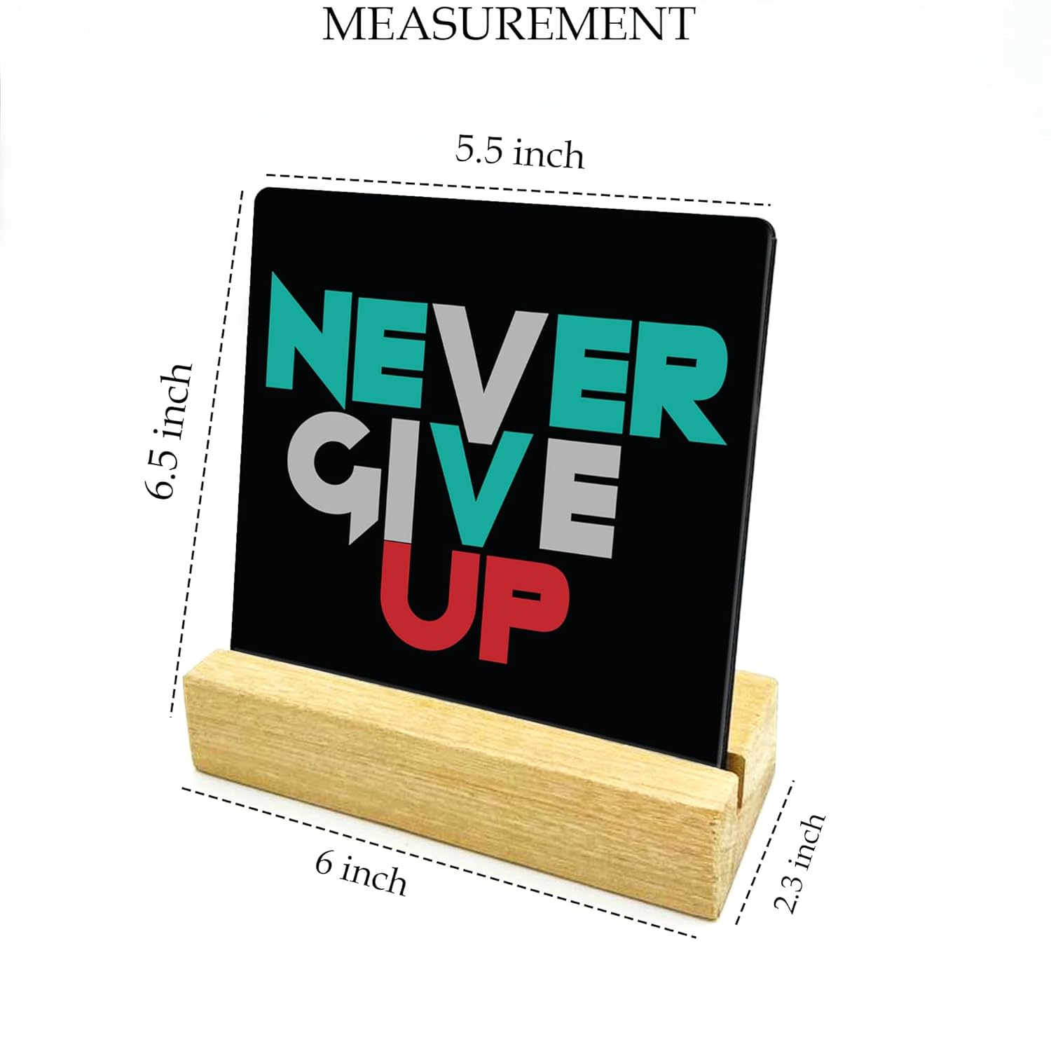 RAG28 Wooden Never Give Up Study Office Table Decor Showpiece for Home Decor Items (Size: 6.5X6 Inches, EK25) - Image 3