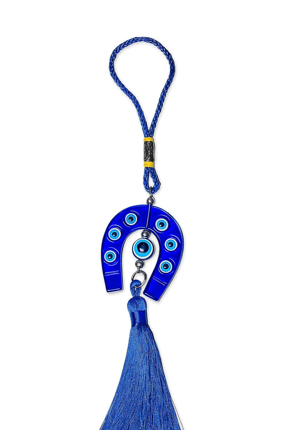 Blue Evil Eye Horseshoe Wall Hanging with Tassel, Traditional Turkish Nazar Amulet, Home Decor - Image 2