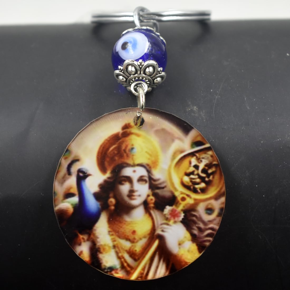AFH Lord Murugan Swami Evil Eye Nazar Protection Keychain - Image 2