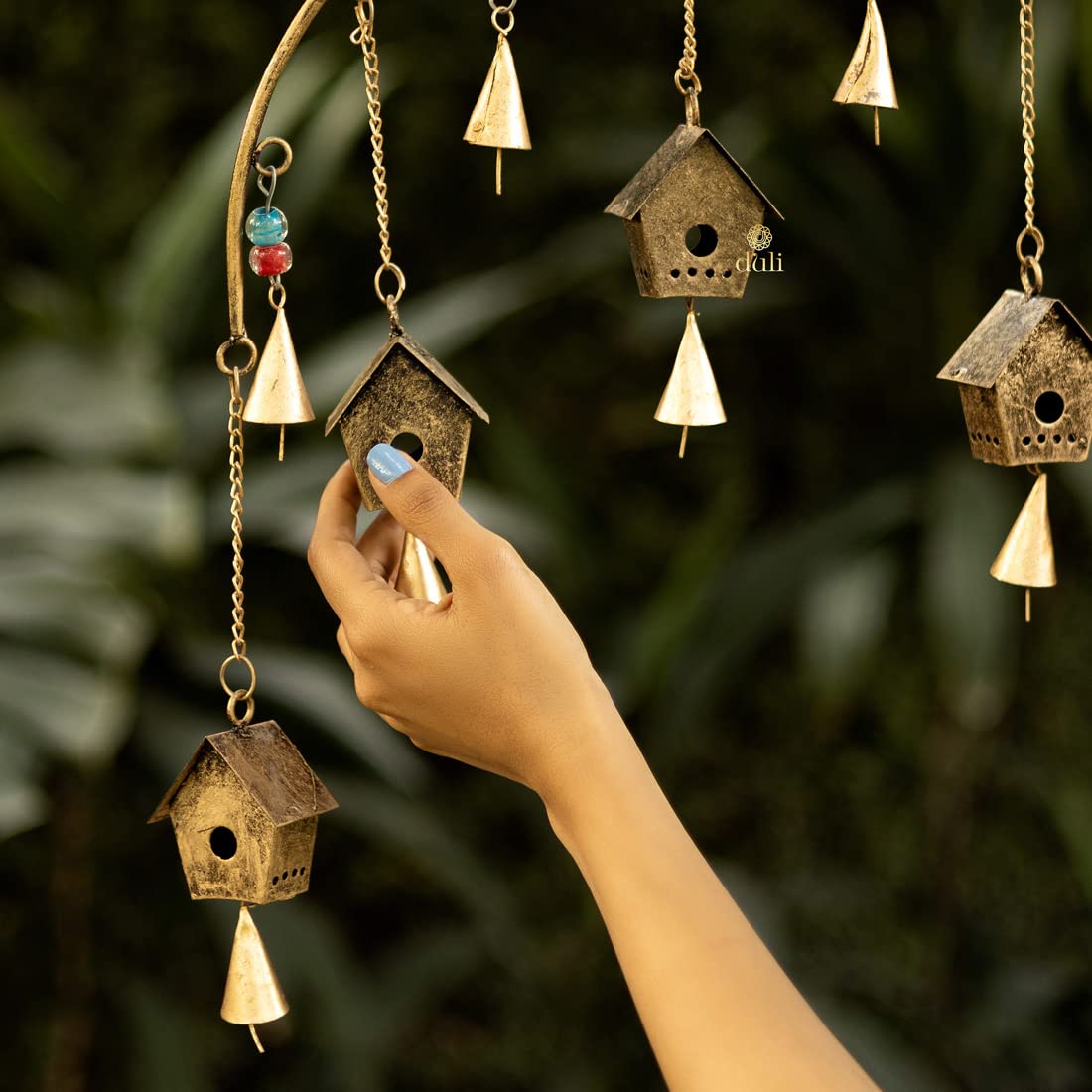DULI Metal Windchime Wall Hanging, Feng Shui, Wall Art, Wall Decor, Positivevibes, Rustic Wall Hangings, Wall Art, Diwali Decor, Home Decor, Positive Vibes (Metalwallhanging: Birdhouse), Golden - Image 8