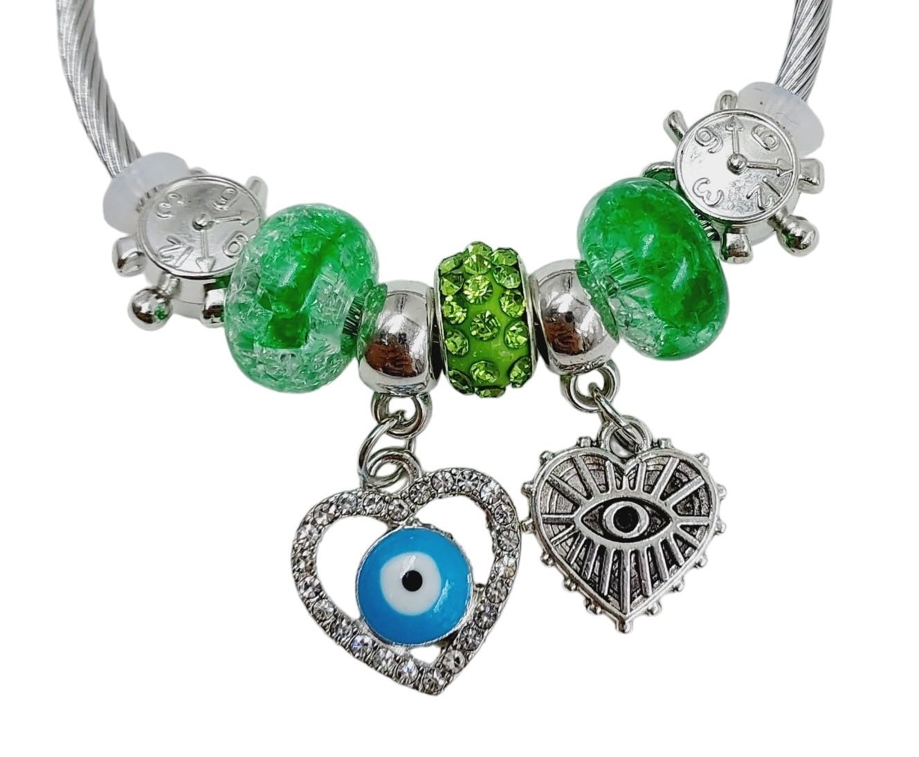 Evil Eye Bracelets for Women, Nazariya Bracelet for Girls, Nazar Battu Bracelet with Charms for Good Luck and Prosperity, Green - Image 3