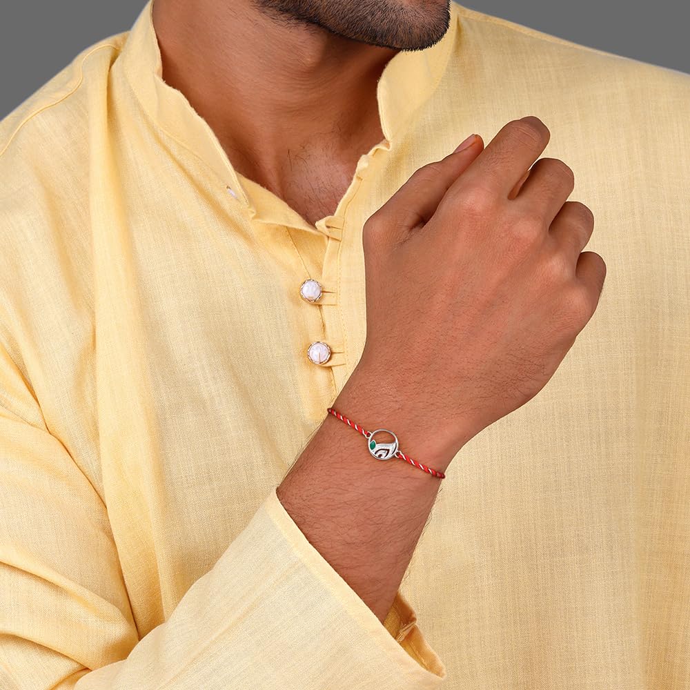 GIVA 925 Silver Peacock Feather Rakhi|Raksha Bandhan Rakhi for Brother | Gift for Men & Boys| With Certificate of Authenticity and 925 Stamp - Image 3