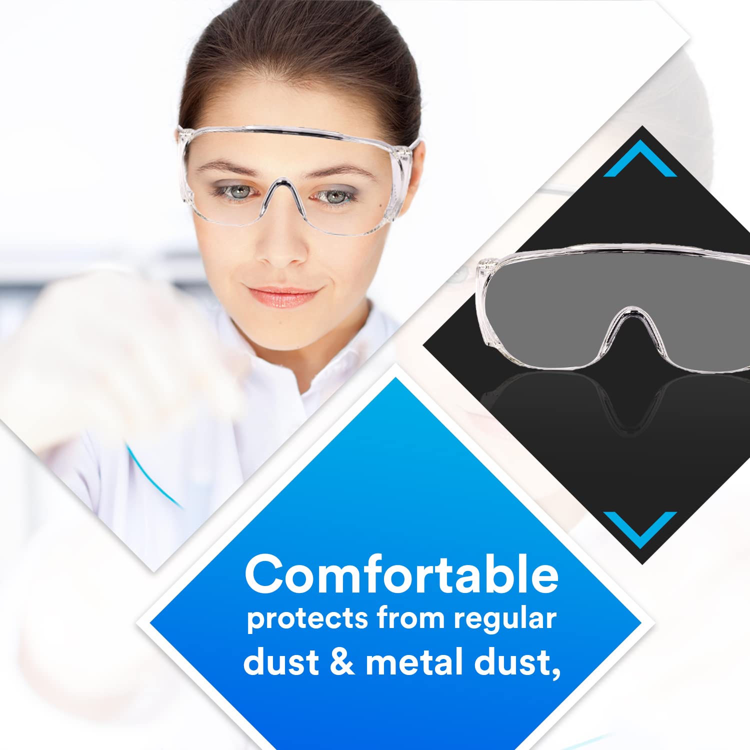 3M 1611 Safety Goggles Hard Coat Eyewear, Over The Spectalar Eye Protector, Anti Pollution Goggles For Multipurpose Use In Riding Motorcycle, Construction, Clear Transparent Goggles (Pack of 1) - Image 8