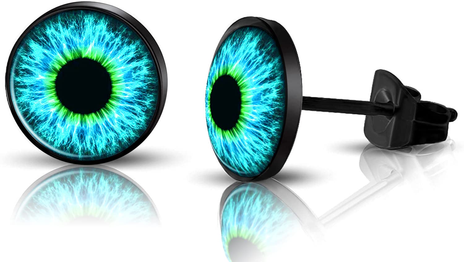 SIISPRI 316L Surgical Stainless Steel Evil Eye Earrings Round Circle Button Stud Post Earrings 10MM - Image 3