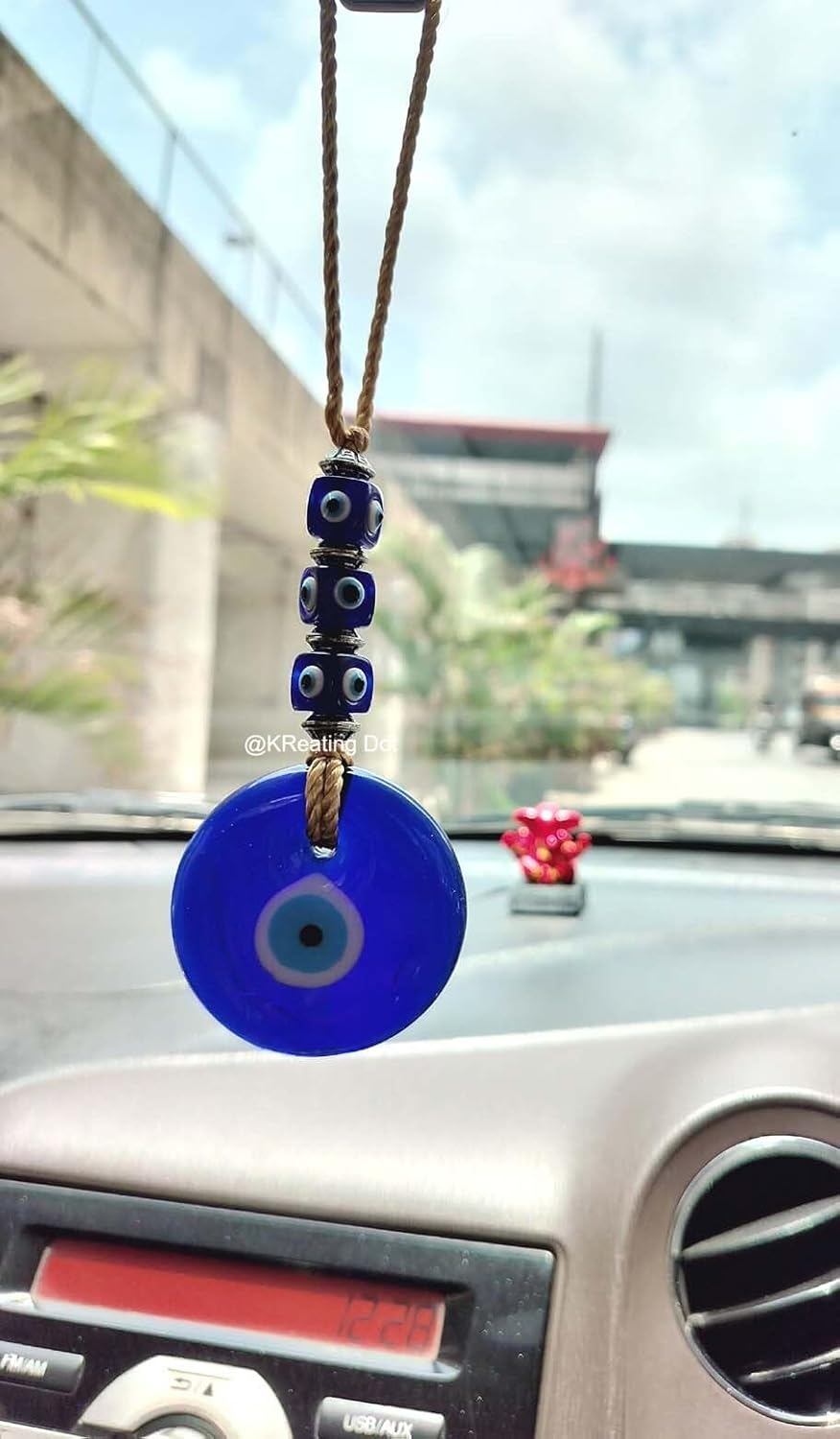 5 CM KReating Dot ORIGIONAL Evil Eye Blue Feng Shui Vastu, Nazar Batu | Protection from Bad Luck | Brings Prosperity, Success, Good Health and Wealth | Best for Home & Office & Car (Design-EEH82402) - Image 5